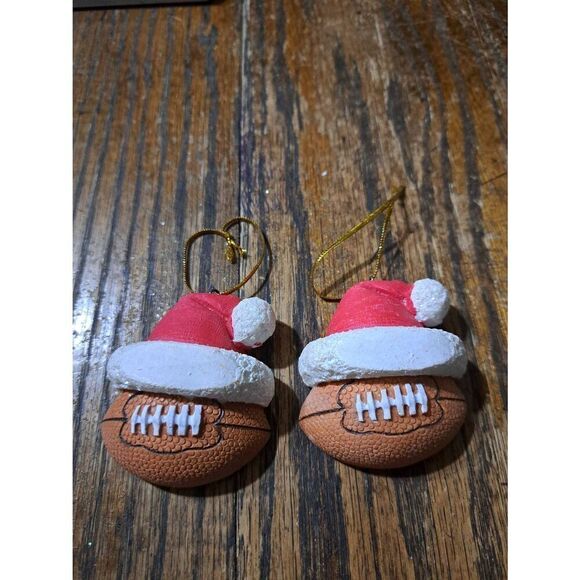 Lot 5 Football Baseball Sports Christmas Holiday Tree Ornaments to Personalize - Picture 2 of 5
